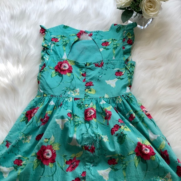 Gap girls dress size 7/8 Spring green floral print - Picture 3 of 7